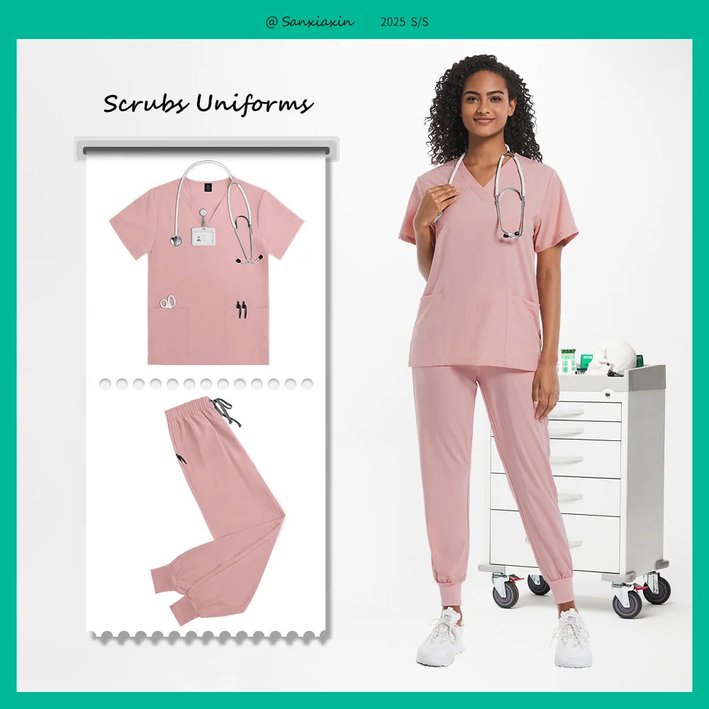 Hospital Scrubs Sets Doctor Nursing Uniform Suit for Male Female Dental Clinic Supplies Nurse Uniforms Women Medical Accessories