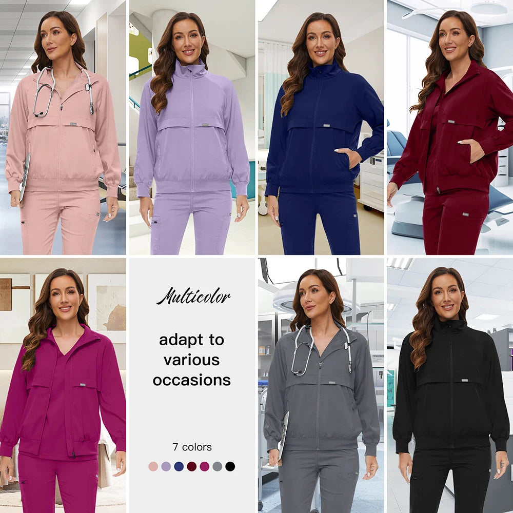 Long Sleeved Pet Scrub Jacket Outfit Surgery Doctor Nurse Coat Hospital Nursing Staff Uniforms Autumn Winter Dentistry Work Wear