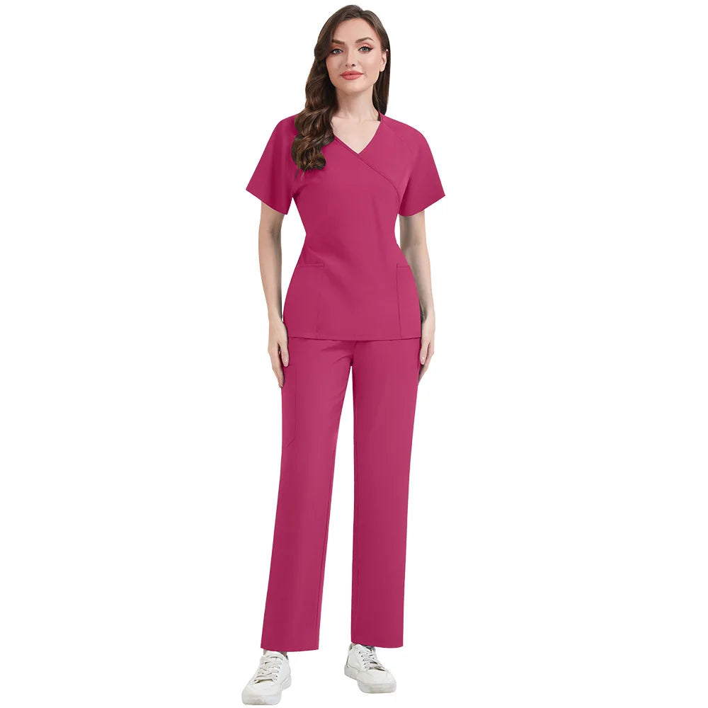 Slim Fit Women Scrubs Sets Hospital Medical Uniforms Nurses Accessories Dental Clinic Beauty Salon Spa Pet Lab Workwear Clothes