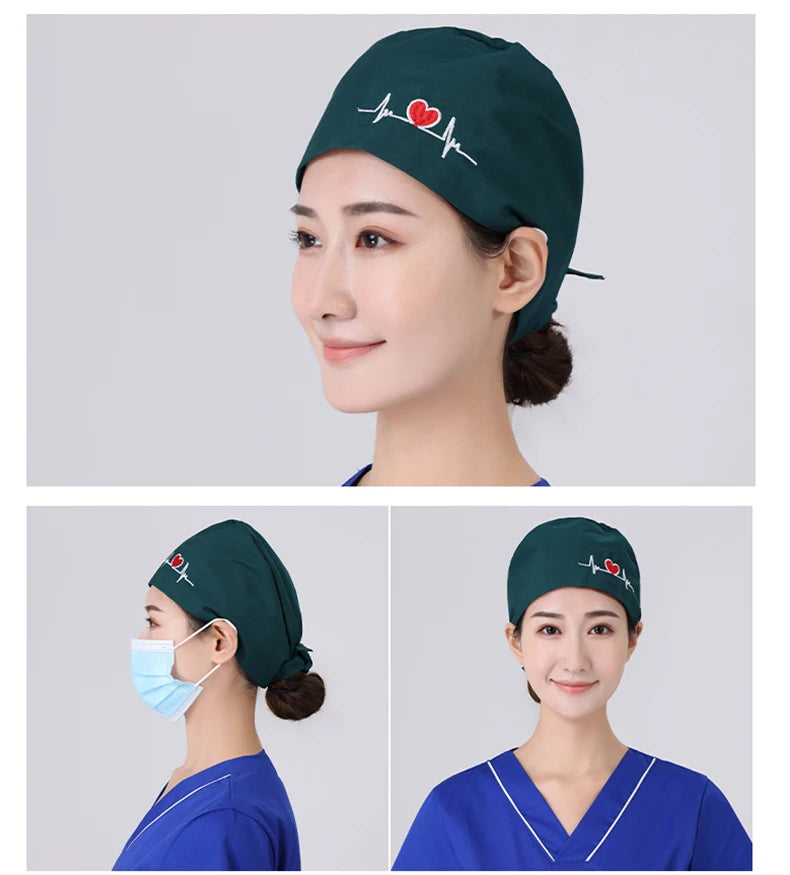 Solid color scrubs caps with button Pet Grooming Agency Work Scrubs Beauty Work Hats Lab nursing scrubs cap gorro enfermera