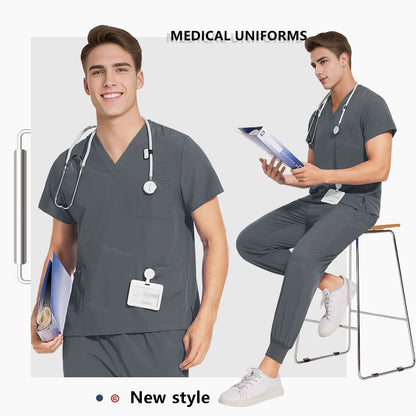 Medical Nurse Uniforms Vet Beauty Workwear Pockets Clinical Scrub Top Pant Doctor Nursing Suit Surgical Uniform Unisex Scrub Set