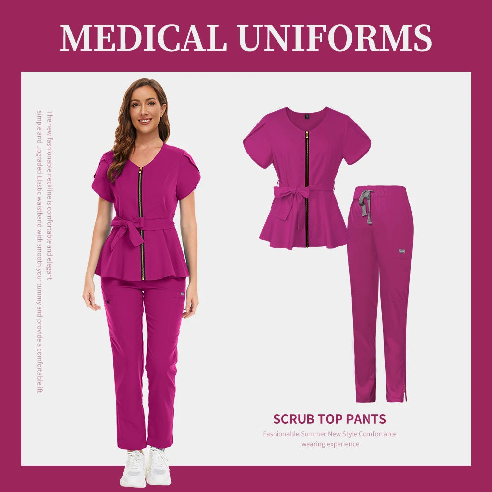Medical Scrub Set Hospital Staff Uniform Doctor Nurse Surgical Uniforms Woman Pet Grooming Healthcare Nursing Scrub Articles Set