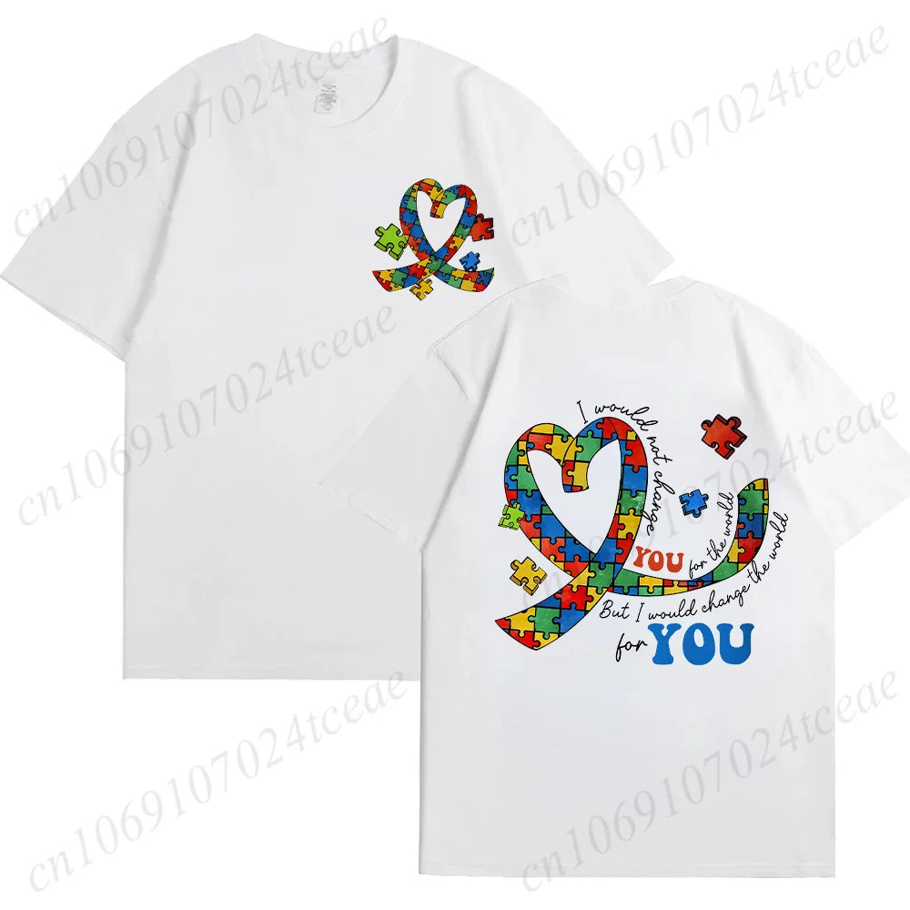 Autism Awareness Month Women T-Shirt Neurodiversity ADHD Tees Shirt Autism Teacher Mom Gift Short Sleeve Tops Female Clothing
