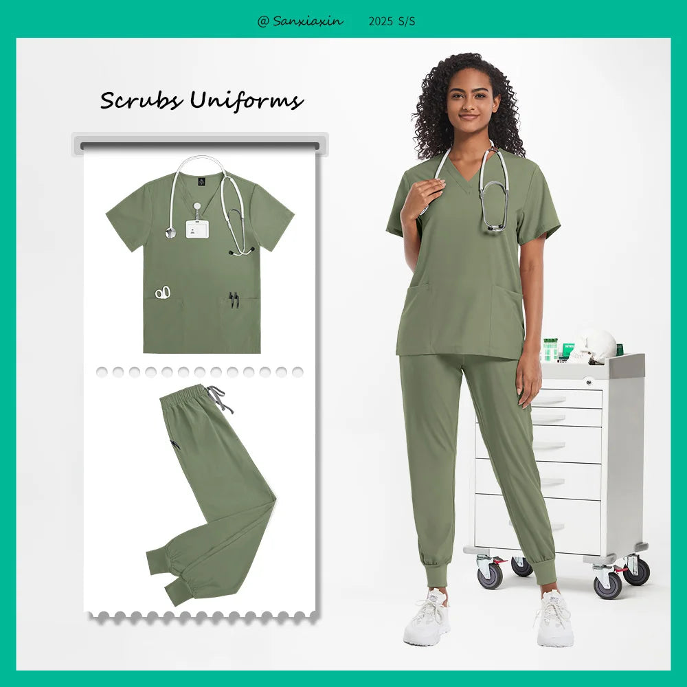 Hospital Scrubs Sets Doctor Nursing Uniform Suit for Male Female Dental Clinic Supplies Nurse Uniforms Women Medical Accessories