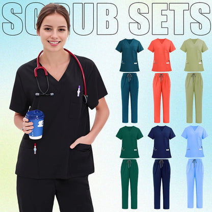 Doctor Nurse Scrub Set Hospital Uniforms Clinic Medical Surgeon Nursing Clothes Dental Pediatric Beauty Salon Work Suit S23