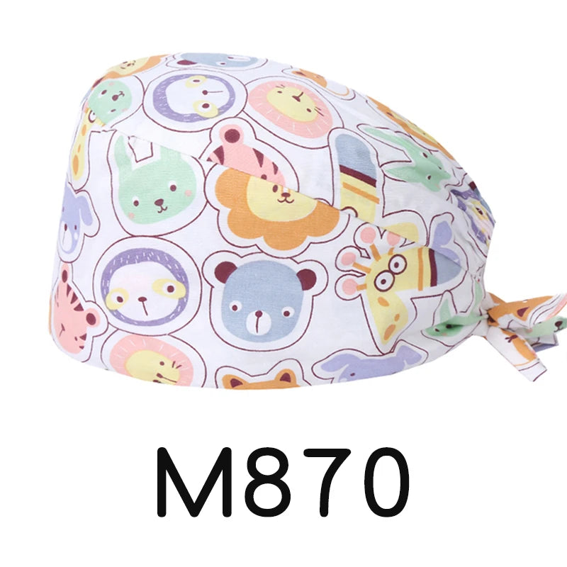 LONG HAIR Scrub Caps Surgical Medical Hats Cotton Nursing Caps Breathable Bouffant Healthcare Chef Pediatric Veterinary Hats M81