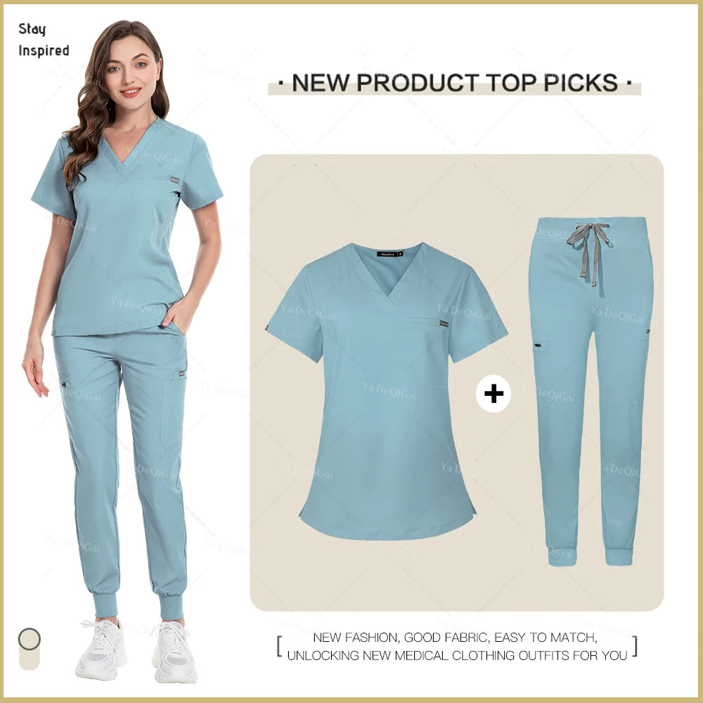 New Nurse Uniforms Women Men Casual Jogger Pants Set Pharmacy Work Clothes Medical Hospital Doctor Nursing Uniform High-end Suit