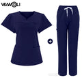 NEW Slim fitting elasticity scrubs sets Operating Room Medical Uniform scrubs uniform nurse women Solid color Surgery Suit