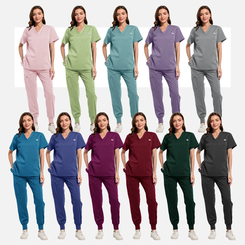High Quality Medical Women Scrubs Sets Hospital Surgery Dental Clinic Beauty Spa Salon Lab Workwear Clothes Nurses Accessories