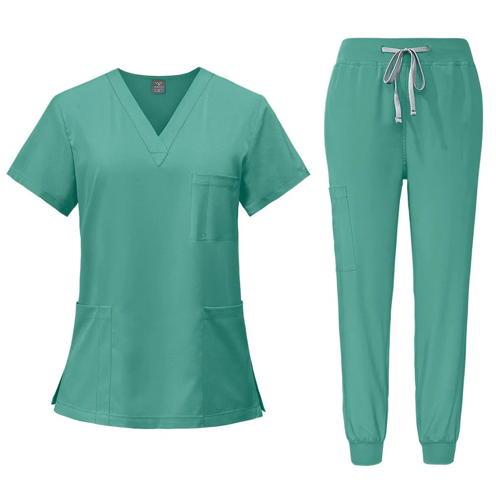 2025 Nurse Uniforms Men Medical Scrub Set Workwear Beauty Clothes Split Suit Short Sleeve Pocket Surgical Uniform Pet Dentist