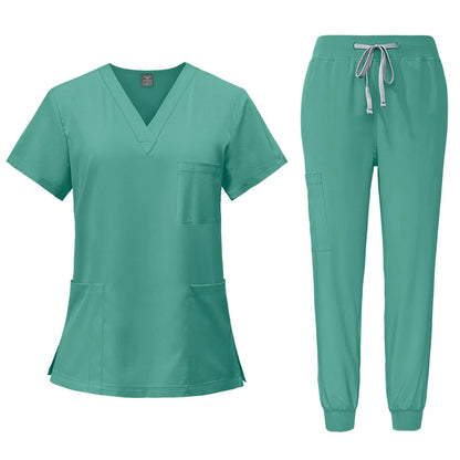 2025 Nurse Uniforms Men Medical Scrub Set Workwear Beauty Clothes Split Suit Short Sleeve Pocket Surgical Uniform Pet Dentist