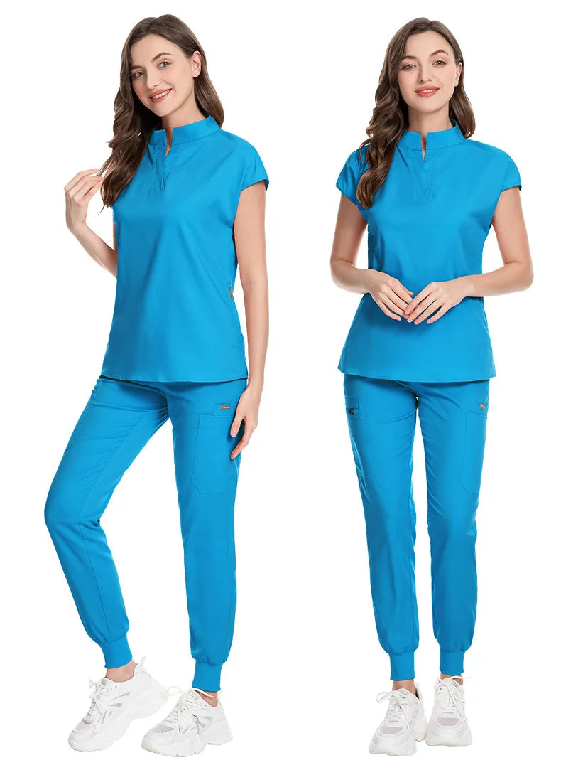 Slim Fit Scrubs Medical Uniforms Women Scrubs Tops Pant Hospital Nurses Accessories Dental Clinic Beauty Salon Spa Lab Workwear