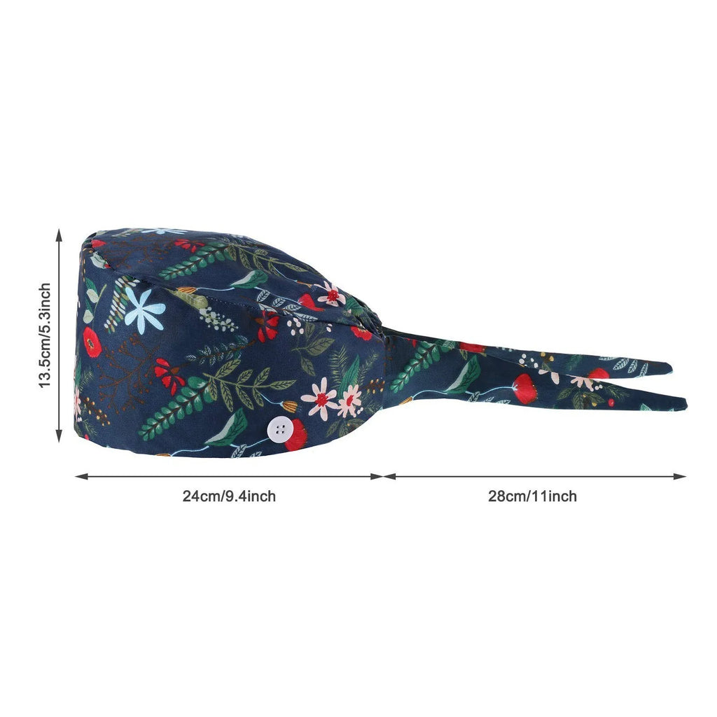 Halloween Print Work Cap Fashionable Casual Women's Printed Elastic Scrub Hat Unisex Work Caps Nurse Accessories Nurse Cap