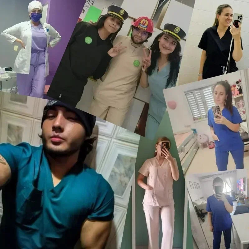 Medical Scrub Nursing Surgical Gown High Quality Elastic Scrub Healthcare Pharmacy Solid Color Uniform Wholesale Workwear Unisex