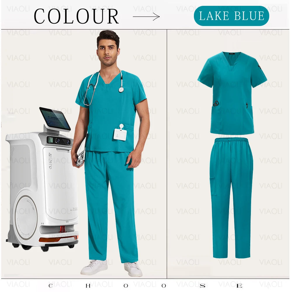 Multilcolors Beauty Work Clothes Hospital Nurse Uniforms Medical Scrub Set Women Men Clinical Clothes Dental Surgery Accessories