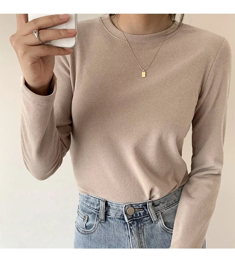 Winter Women Sweater T Shirt Women  Oversize T-Shirt Woman Clothes Female Tee Tops Pullover Long Sleeve Tube Knitted Tshirt Top