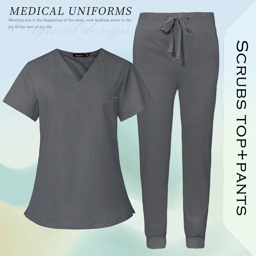 Nurse Uniform Woman Men Hospital Doctor Work Clothes Medical Nursing Top Jogging Pants Pet Workshop Uniforms Beauty SPA Workwear