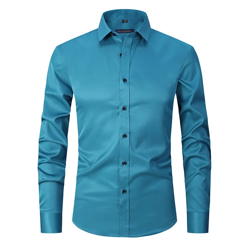 6XL 7XL 8XL Spring and Autumn Shirt Men's Long Sleeve Large Luxury Business Casual Slim Solid Color Wrinkle Free Press