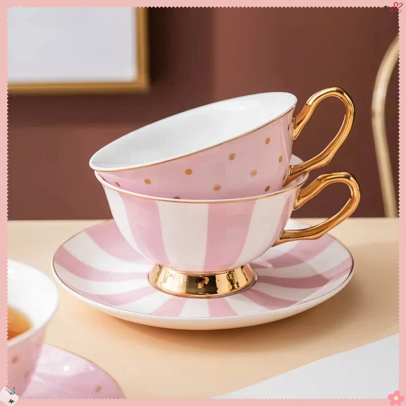 Ceramic Coffee Cup with Saucer Elegance Candy Colored Cute Girls' Afternoon Tea Mug Milk Latte Cups Luxury Ceramic Tea Cup Set