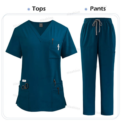 High Quality Medical Clothing for Women Uniform Nurse Lab Coat Unisex Wholesale Tops and Pants Suits Nursing Scrubs Uniforms Set