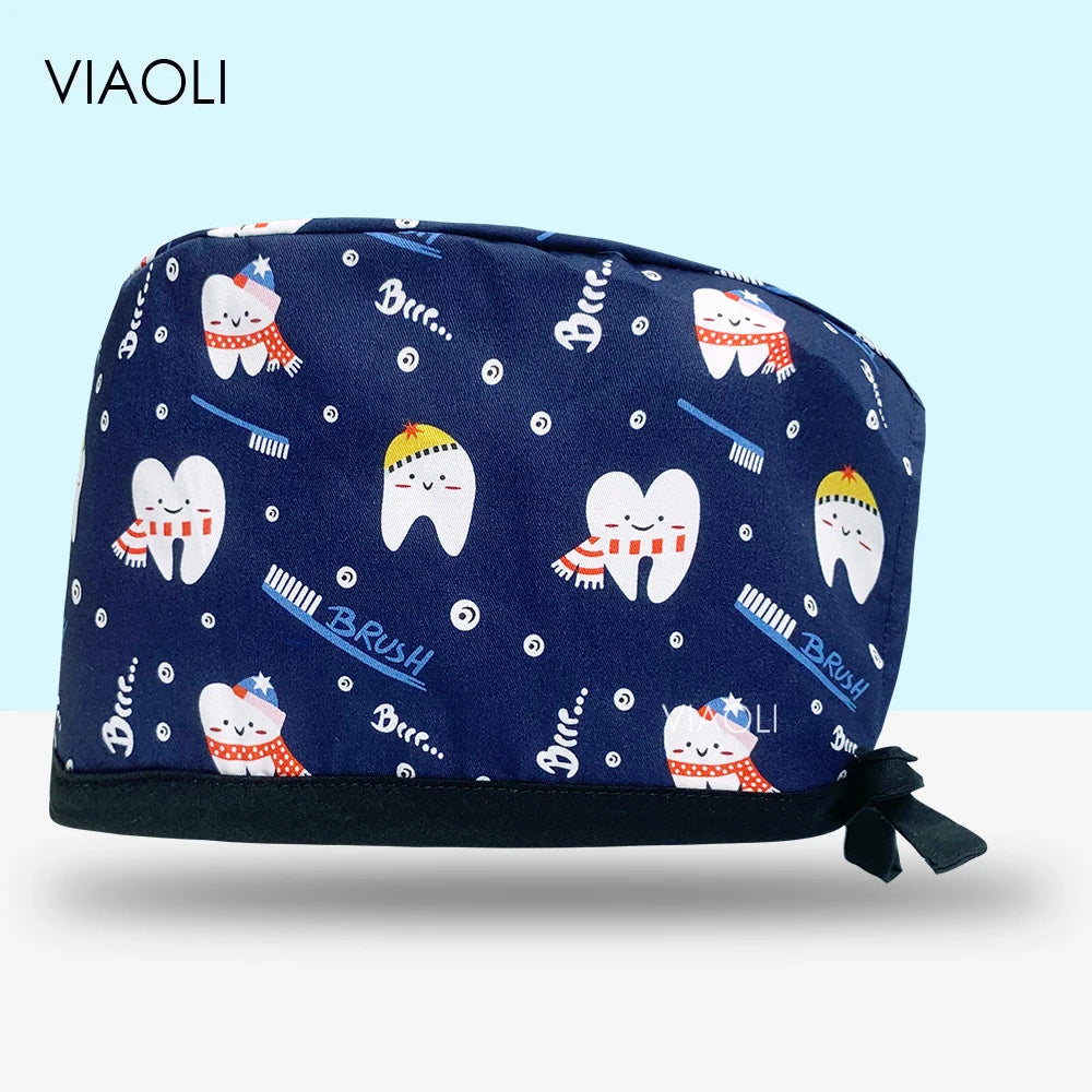 Scrub Cap Printed Cotton Beauty Salon Surgeon Cap Dental Clinic Nursing Hat Women Men Surgical Caps Wholesale Nurse Accessories