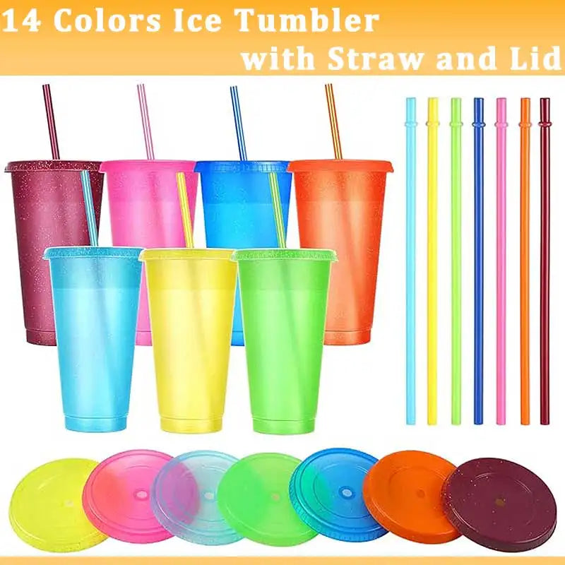 Cups withStrawsandwithStraw ReusableWaterBottle Iced CoffeeTravel Mug AdultsPlastic Cups forPartiesMixedcolor24oz