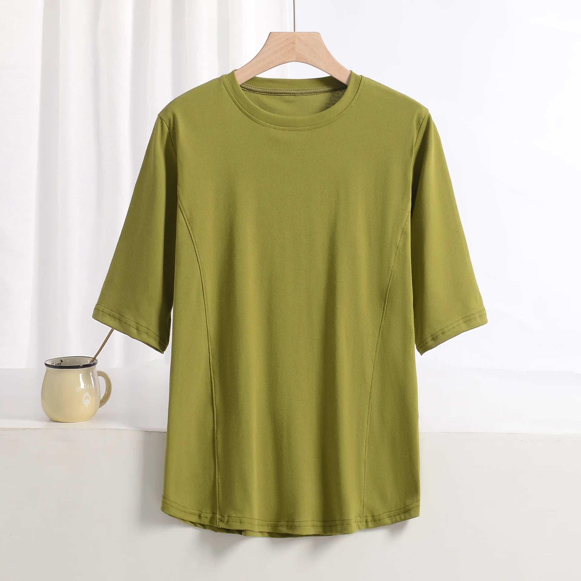 XL to 8XL plus size O-Neck Tshirts Women's basic T-shirt solid color half sleeves summer simple Tee Tops Bottoming Tees all mat