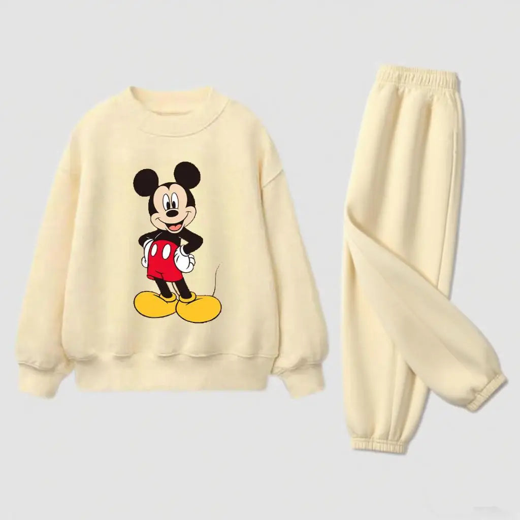 Autumn Costume For Child Yellow Sweatshirt+Pans Two-piece Round Neck Tops Loose Sports Clothes Simple Girls Boys Baby Outfits