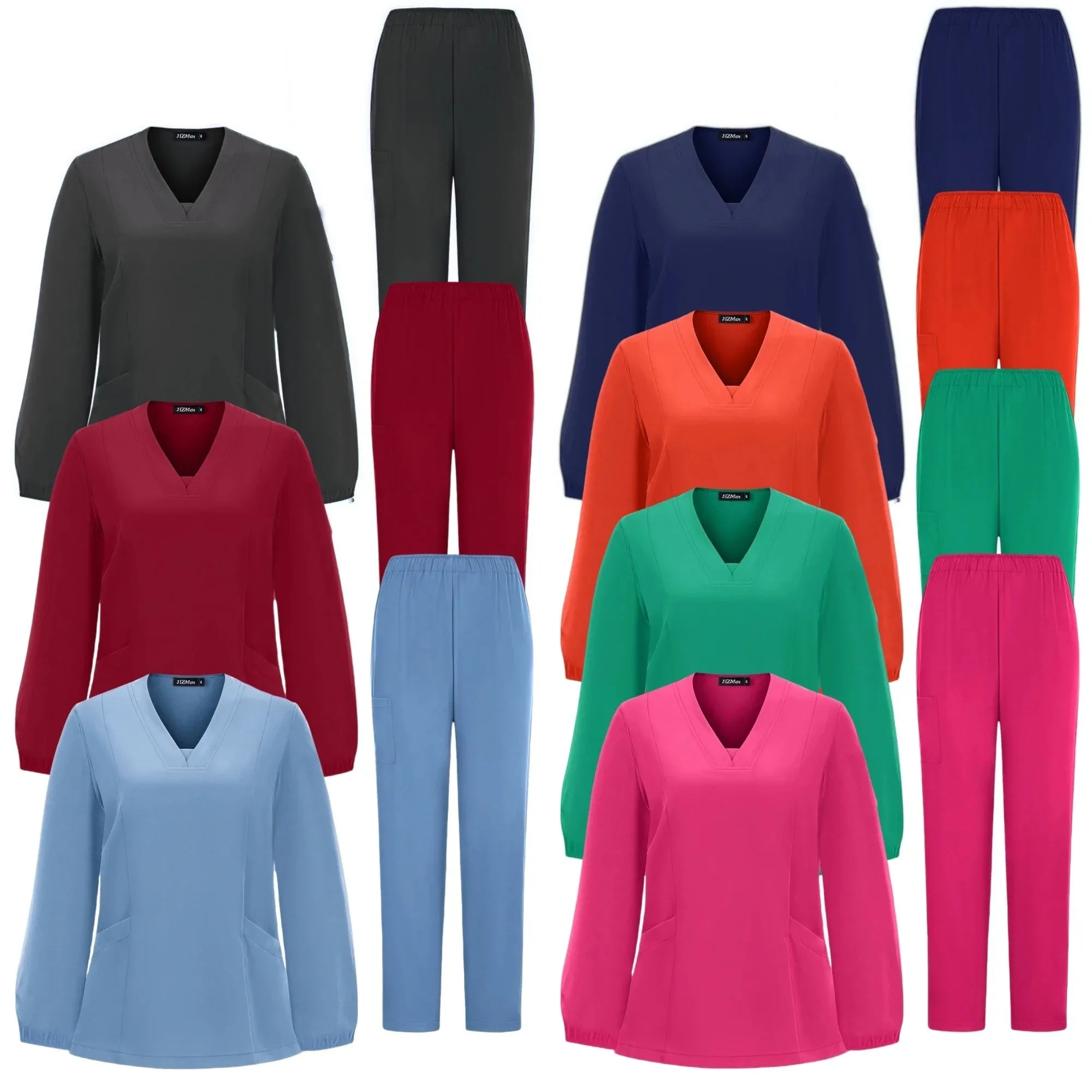 Long sleeves Scrubs Medical Scrub Soft Breathable Jogger Pants Set Surgical Uniforms Woman NursingClinical Doctor Workwear