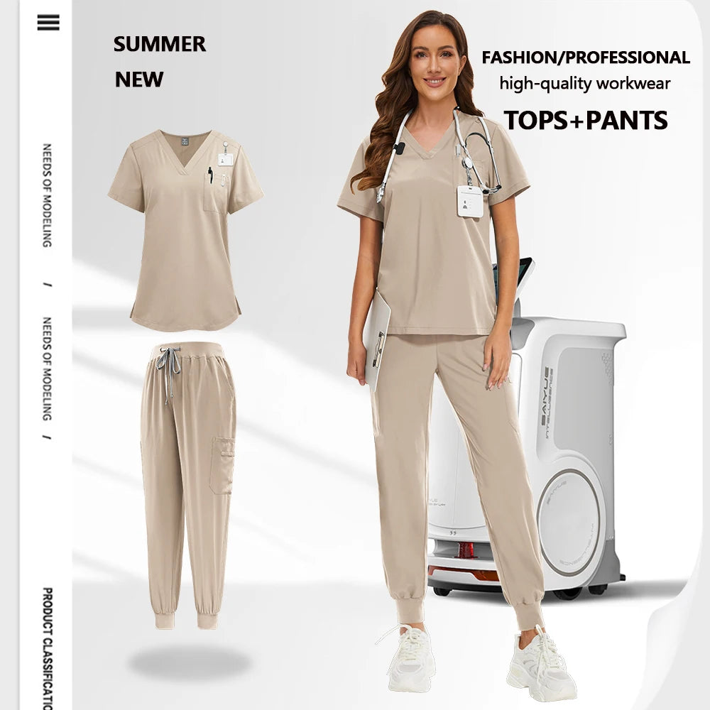 Work Clothes Woman Men Soft Summer Medical Uniform Doctor Surgery Workwear