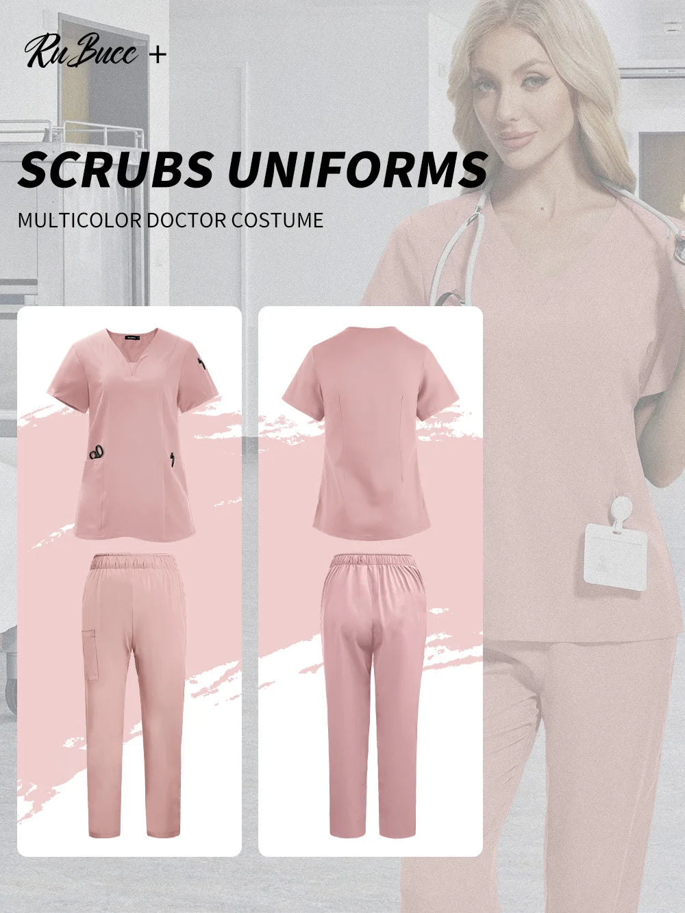 Pet Grooming Institutions Scrub Set Unisex V-Neck Beauty Salon Work Clothes Spa Uniforms Dentistry Surgical Scrub Tops Pants Set