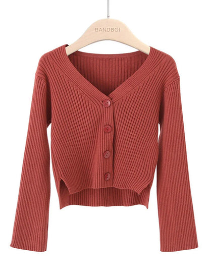 Autumn Women Long Sleeve Knitted short Cardigan Sweater Winter Casual Loose V Neck Bottons Sweater Coat Elegant Winter Clothes