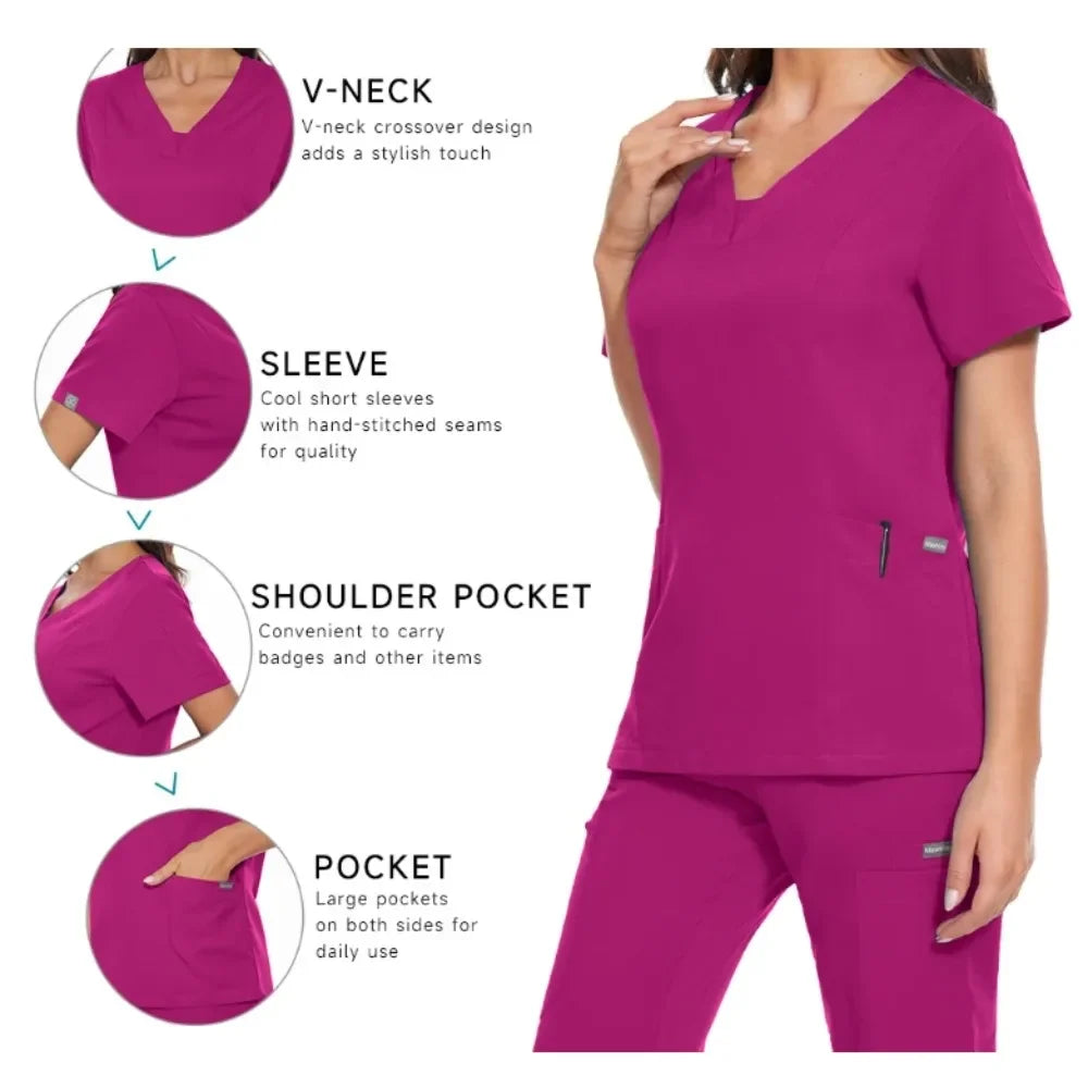 Women Scrubs Nurse Accessories Medical Uniform Unisex Slim Fit Comfort Clinical Women Operating Room Work Uniform Jogger Suit