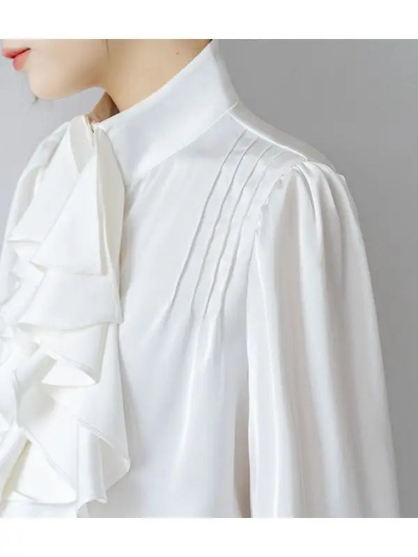 Office Lady Shirts for Women White Elegant Clothing All-match Fashion Korean Style High Street Chic Long Sleeve Spring Autumn