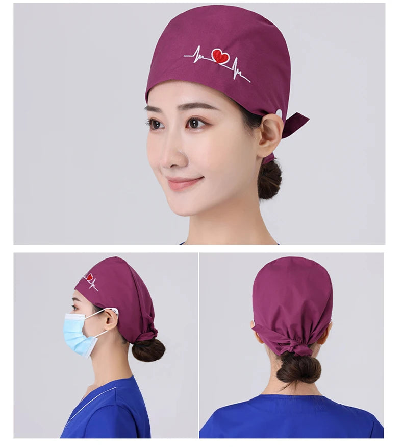 Solid color scrubs caps with button Pet Grooming Agency Work Scrubs Beauty Work Hats Lab nursing scrubs cap gorro enfermera