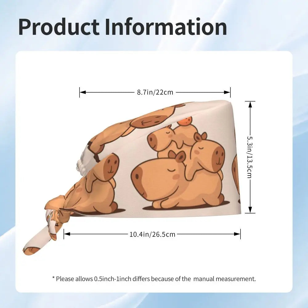 Custom Cartoon Capybara Medical Staff Scrubs Hat Women Men Comic Doctor Nursing Surgical Cap Scrub Caps