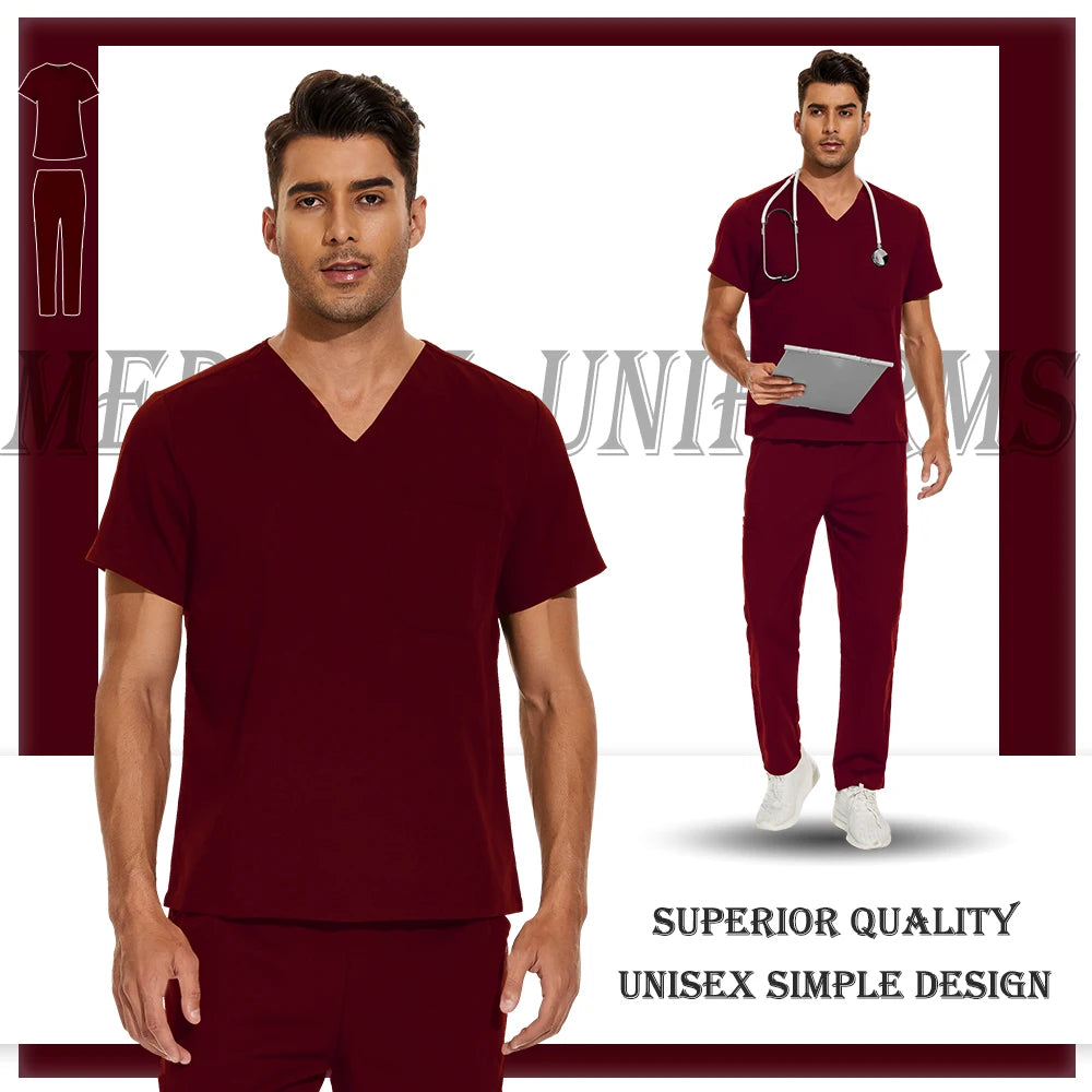 Nursing Scrubs Set High-quality Anti-Wrinkle Thick Medical Surgical Uniforms Hospital Tops Pants Doctor Nurse Uniforms Men Women