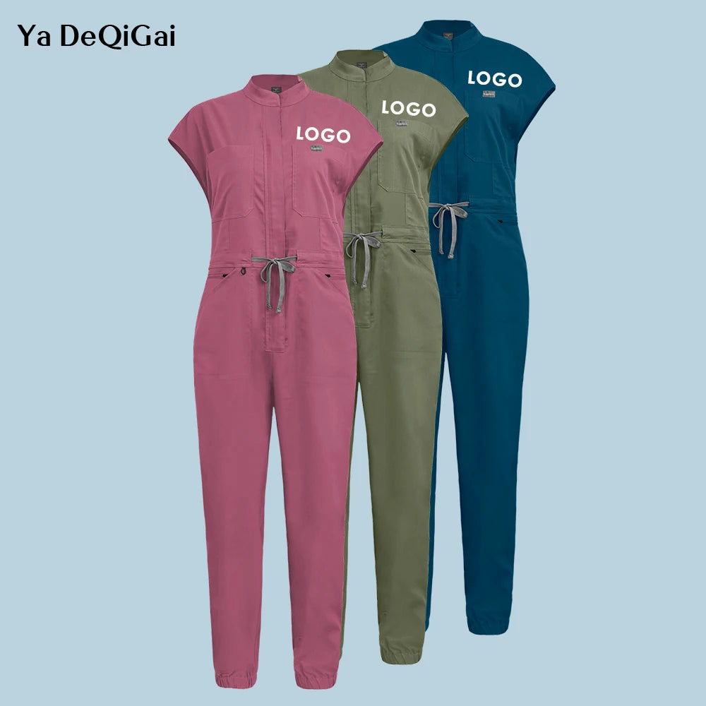 New Medical Scrubs Jumpsuits Short Sleeve Nursing Workwear Uniforms Women Lab Pet Doctor Scrub Hospital Workwear Customized Logo