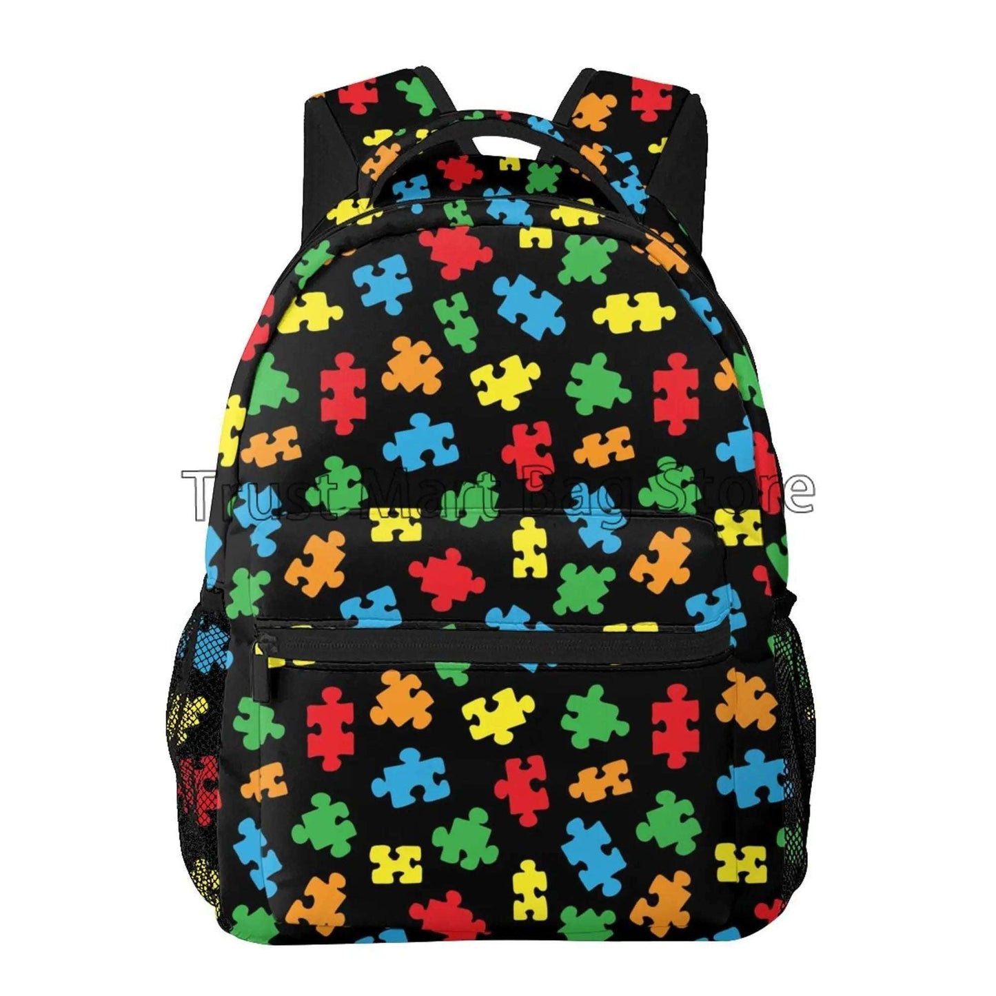 Autism Awareness Colorful Puzzle Piece Laptop Backpacks Casual Travel School Bookbag Cute Toddler Backpack for Boys Girls Adults