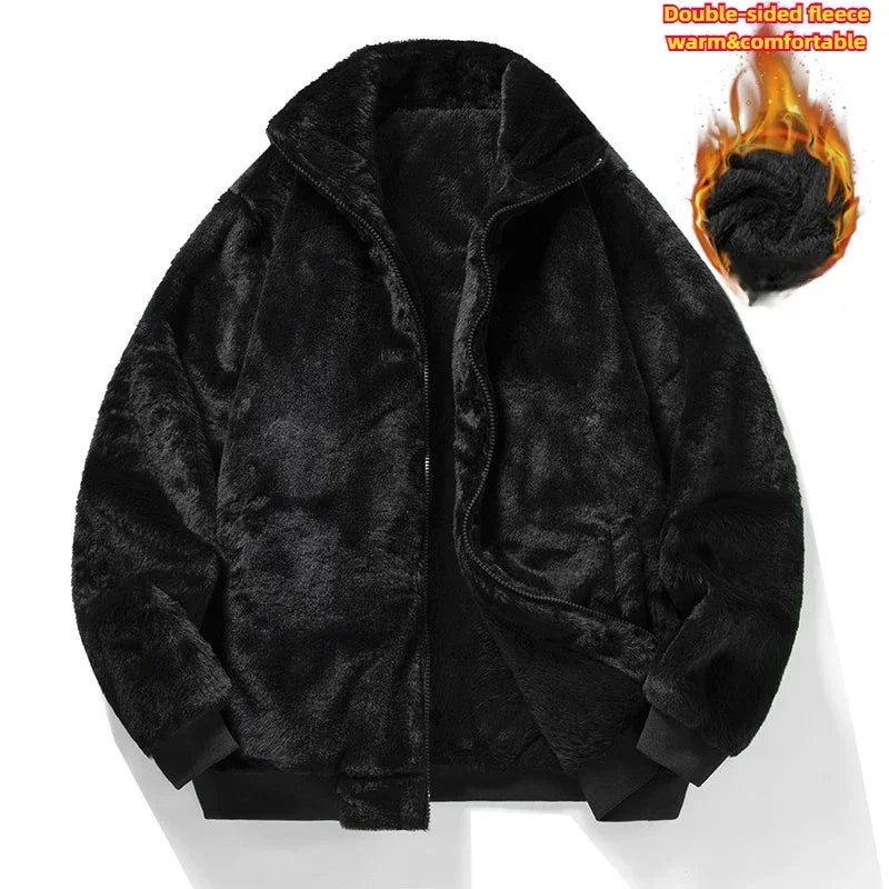 Cozy Winter Fleece Jacket, Convertible Collar Hood to Shield from Wind, Plush Lined for Warmth