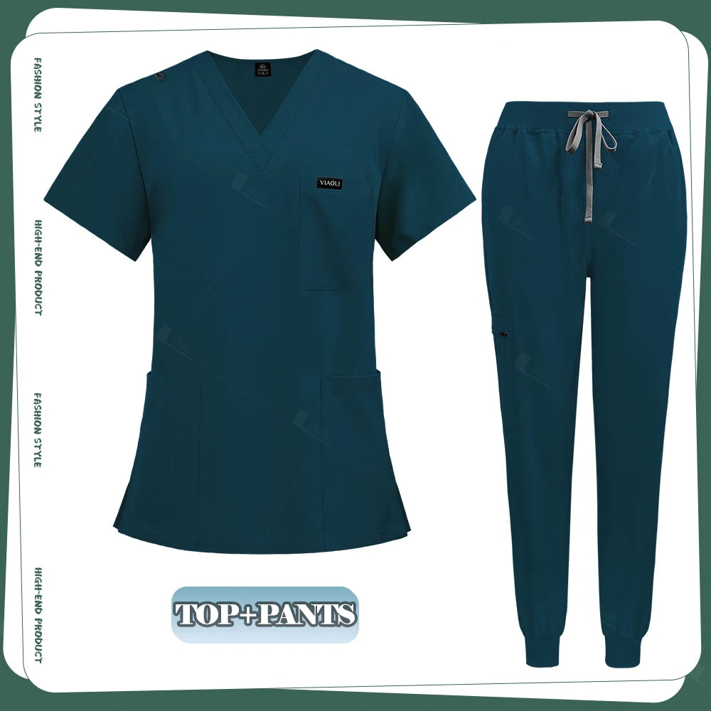 S-XXL Unisex Medical Uniforms Scrub Women Men Clinical Nursing Uniform Doctor Nurse Scrub Set Dentist Workwear Surgery Top Pants