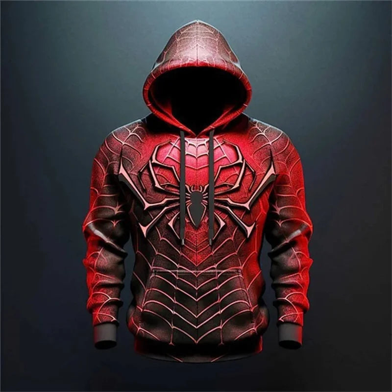 Spider Pattern Men's Fashion Hoodies Long Sleeve Autumn Winter 3D Print Street Hip Hop Sweatshirts 6XL Plus Size Casual Hoodies