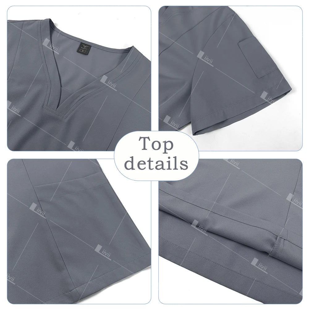Medical Scrub Set Women Wholesale Hospital Doctor Dentist Work Clothes Surgical Scrub Top Jogging Pants Multicolor Nurse Uniform
