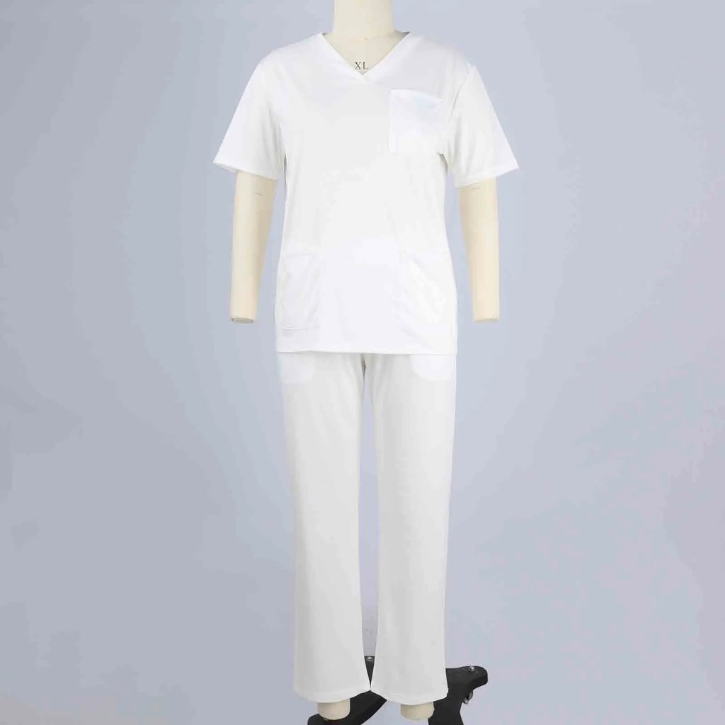 Women Medical Uniforms Slim Fit Scrubs Sets Tops Straight Pant Nurses Accessories Dental Clinic Beauty Salon Workwear Clothes