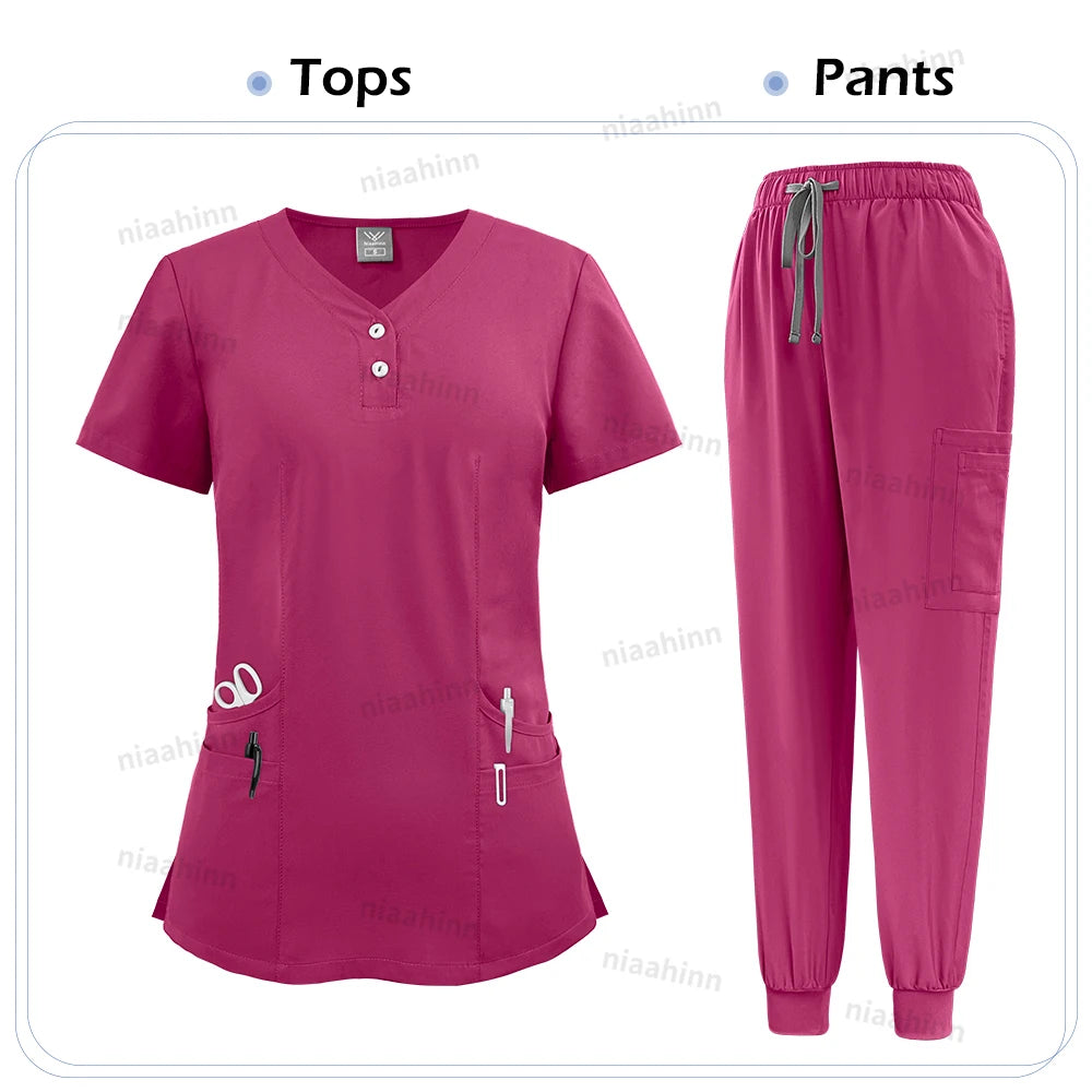 Nurse Women’s Surgical Scrubs Healthcare Nursing Scrub Uniform Thin Breathable Doctor Work Wear Medical Accessories Dental Scrub