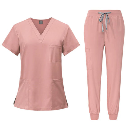2025 Nurse Uniforms Men Medical Scrub Set Workwear Beauty Clothes Split Suit Short Sleeve Pocket Surgical Uniform Pet Dentist