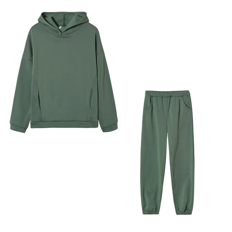 autumn tracksuit outfit set Women Two Piece Set hoodies Hooked Leisure Wide Leg Long Pants Sets Slim Fit Office Ladies Autumn