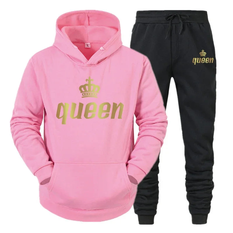 2024 Couple Outfits Hoodie and Jogger Pants High Quality Men Women Daily Casual Sport Jogging Suit King Queen Tracksuits Sets