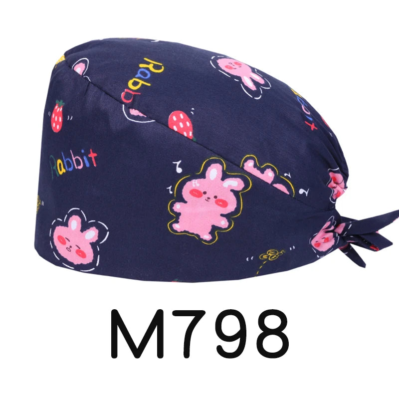 LONG HAIR Scrub Caps Surgical Medical Hats Cotton Nursing Caps Breathable Bouffant Healthcare Chef Pediatric Veterinary Hats M81