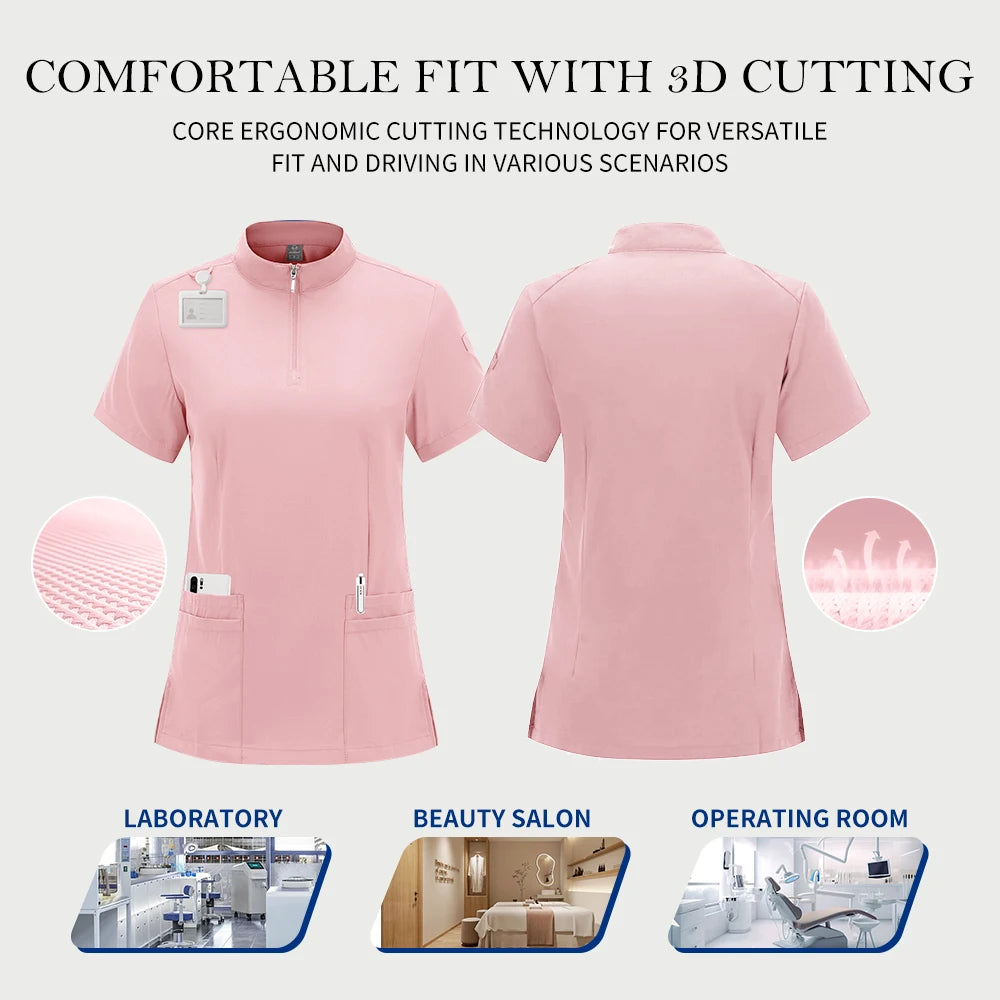 Medical Doctor Nurse Surgical Uniforms Woman Scrub Set Beauty Salon Work Wear Clinical Scrubs Top-Pants Spa Nursing Tunic Suit